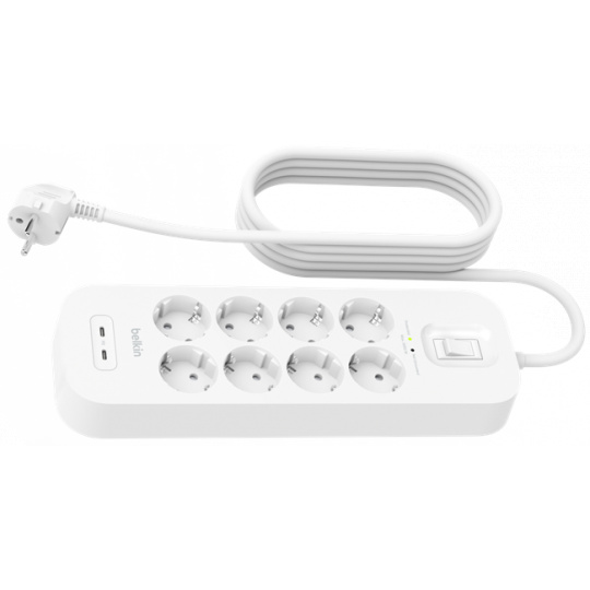 Belkin Surge strip 8 zásuvek, 2x USB-C Belkin Surge strip 8 zásuvek, 2x USB-C
