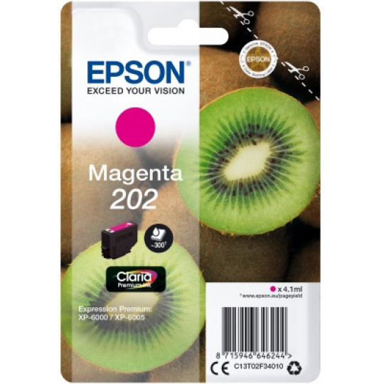 EPSON ink Magenta 202 Premium - singlepack, 4,1ml, 300s, standard