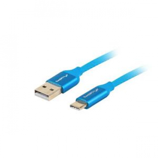 LANBERG USB-C (M) na USB-A (M) 2.0 kabel 1m, modrý, rychlé nabíjení 3.0