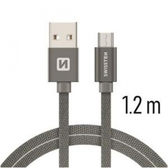 SWISSTEN DATA CABLE USB / MICRO USB TEXTILE 1,2M GREY