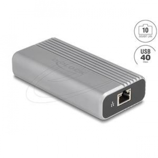 Delock Síťový adaptér USB Type-C™, USB 40 Gbps, 10 Gigabit LAN, 1 x RJ45