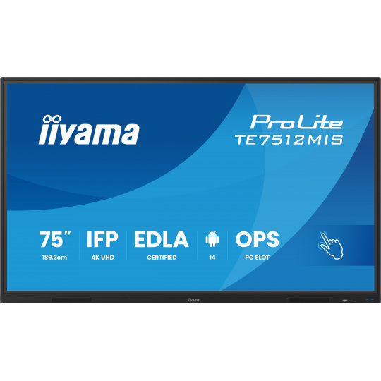 75" iiyama TE7512MIS-B4AG:IPS,4K,40P,USB-C