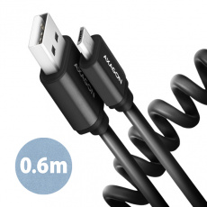 AXAGON BUMM-AM10TB, TWISTER kabel Micro USB <-> USB-A, 0.6m, USB 2.0, 2.4A, ALU, tpe, černý AXAGON BUMM-AM10TB, TWISTER kabel Micro USB <-> USB-A, 0.6m, USB 2.0, 2.4A, ALU, tpe, černý