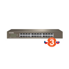 Tenda TEG1024D 24x Gigabit Switch, Fanless-bez ventilátorů, Rackmount, ochrana proti přepětí