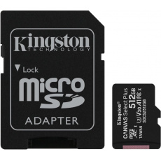 Kingston CANVAS SELECT PLUS/micro SDXC/512GB/100MBps/UHS-I U3 / Class 10/+ Adaptér