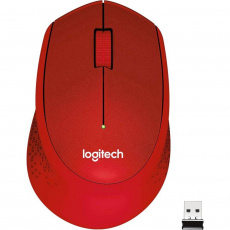 myš Logitech Wireless Mouse M330 silent plus, optická, 3 tlačítka, červená, 1000dpi