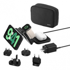 Belkin BOOST CHARGE™ PRO Qi2 3v1 Bezdrátová skládací cestovní podložka pro iPhone/Apple Watch/AirPods, černá + adaptéry Belkin BOOST CHARGE™ PRO Qi2 3v1 Bezdrátová skládací cestovní podložka pro iPhone/Apple Watch/AirPods, černá + adaptéry