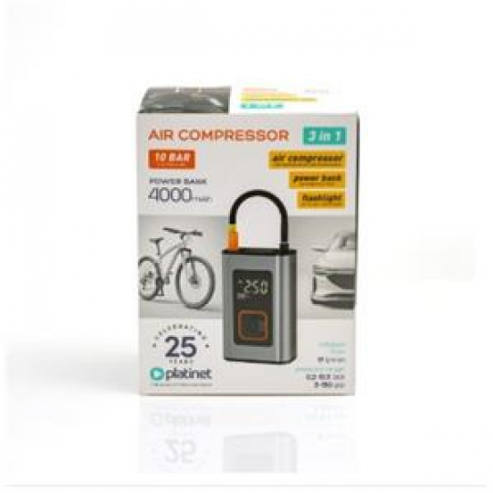 PLATINET Kompresor 10 bar s powerbankou 4000mAh a svítilnou PLATINET Kompresor 10 bar s powerbankou 4000mAh a svítilnou