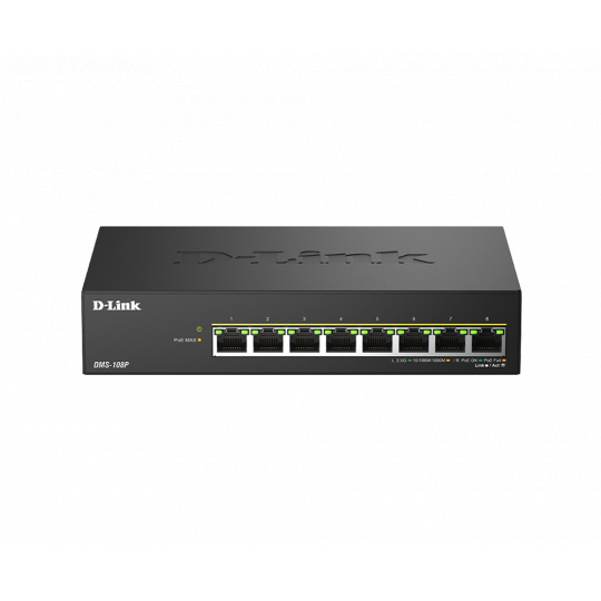 D-Link DMS-108P/E, 8x 2.5G PoE, Unmanaged Switch, Metal D-Link DMS-108P/E, 8x 2.5G PoE, Unmanaged Switch, Metal