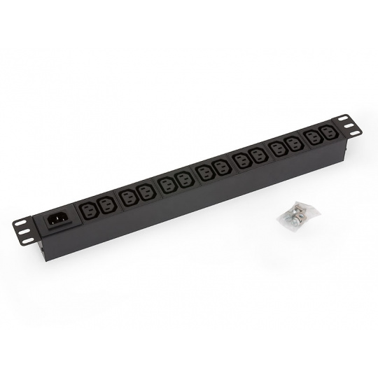 Rozvodný panel Triton 19“ 1U; 14 x IEC320 C13 zásuvka max. 10 A; IEC C14 zásuvka max. 10 A; bez přívodního kabelu