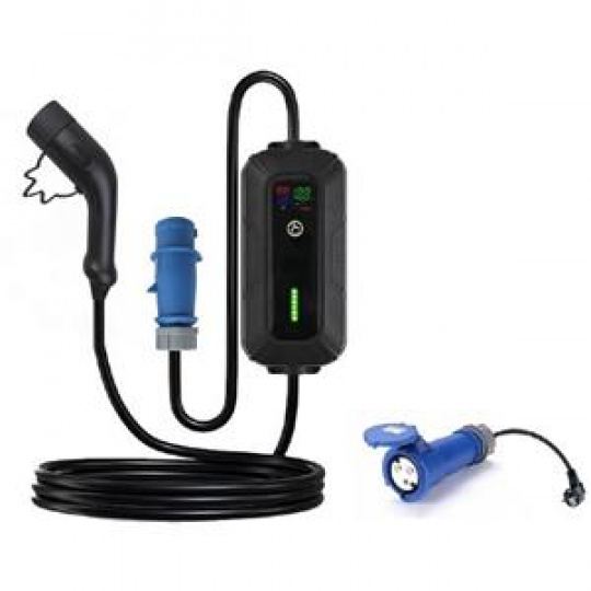 PLATINET přenosná nabíječka do automobilů, EV/PHEV AC TYPE 2 8/10/13/16/32A 7KW CEE 1F 32A, Plug & Play