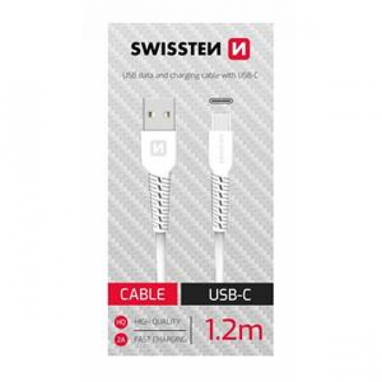 SWISSTEN DATOVÝ KABEL USB/USB-C BÍLÝ 1,2M (SAMOPRODAVAČ)