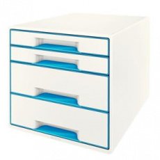 LEITZ Zásuvkový box WOW CUBE, 4 zásuvky, světle modrá LEITZ Zásuvkový box WOW CUBE, 4 zásuvky, světle modrá