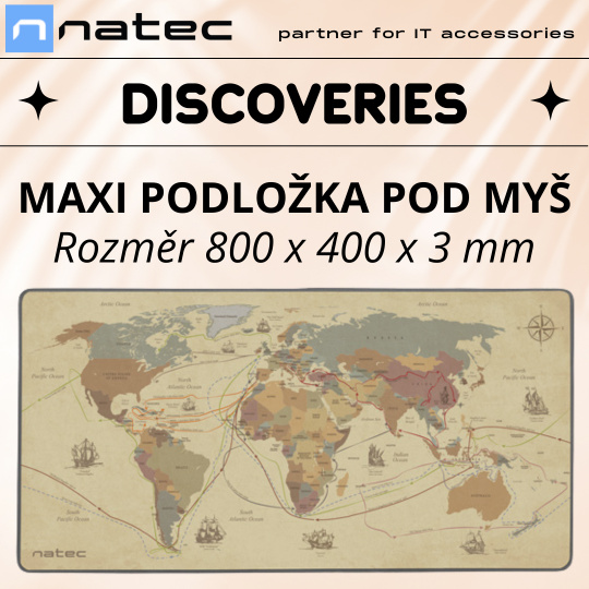 Maxi podložka pod myš Natec Discoveries, 80x40 cm