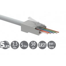 Univerzální EASY konektor RJ45 CAT5E STP 8p8c na drát i licnu SXRJ45-5E-STP-EASY