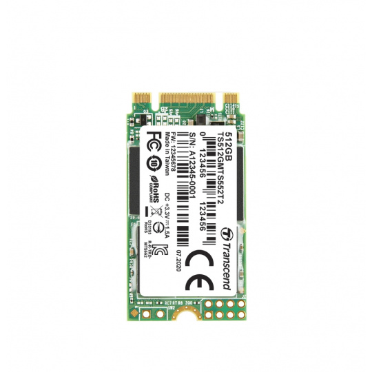 TRANSCEND MTS552T2 512GB Industrial 3K P/E SSD disk M.2, 2242 SATA III 6Gb/s (3D TLC), 560MB/s R, 510MB/s W