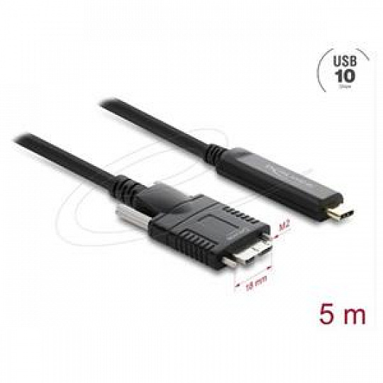 Delock Aktivní optický kabel USB 10 Gbps USB Type-C samec > USB 10 Gbps Typ Micro-B samec se šroubky 5 m Delock Aktivní optický kabel USB 10 Gbps USB Type-C samec > USB 10 Gbps Typ Micro-B samec se šroubky 5 m