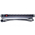 PremiumCord Panel napájecí 1U do 19" racku, 8x230V, 2m kabel, vypínač