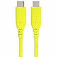PremiumCord Silikonový kabel s konektory USB-C 60W 480Mbps žlutý extra měkký 1,5m