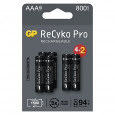 GP nabíjecí baterie ReCyko Pro AAA (HR03) 4 + 2 PP GP nabíjecí baterie ReCyko Pro AAA (HR03) 4 + 2 PP