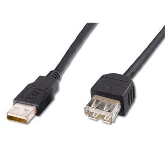 PremiumCord USB 2.0 kabel prodlužovací, A-A, 3m, černý