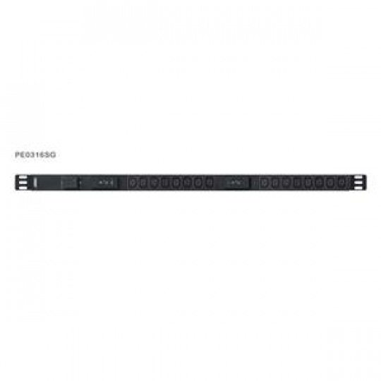 Aten PE0316S 0U Basic PDU s přepěťovou ochranou 32A přívodní kabel 1,6m IEC60309 Výstup 16x C13