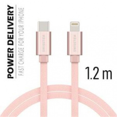 SWISSTEN DATA CABLE USB-C / LIGHTNING TEXTILE 1,2M PINK SWISSTEN DATA CABLE USB-C / LIGHTNING TEXTILE 1,2M PINK