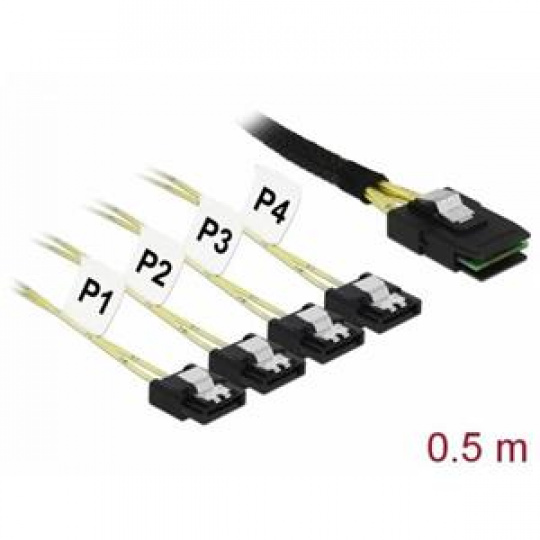 Delock Kabel Mini SAS SFF-8087 > 4 x SATA 7 pin 0,5 m kovový