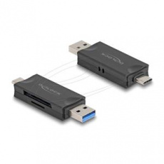 Delock Čtečka karet USB 5 Gbps, USB Type-C™ / Typ-A na paměťové karty SD a Micro SD černá