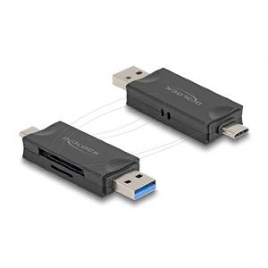 Delock Čtečka karet USB 5 Gbps, USB Type-C™ / Typ-A na paměťové karty SD a Micro SD černá Delock Čtečka karet USB 5 Gbps, USB Type-C™ / Typ-A na paměťové karty SD a Micro SD černá