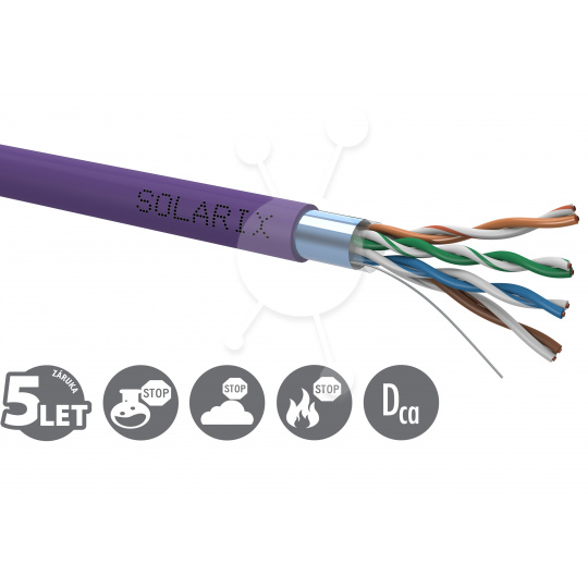 Instalační kabel Solarix CAT5E FTP LSOH Dca-s1,d2,a1 500m/cívka SXKD-5E-FTP-LSOH