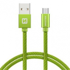 SWISSTEN DATA CABLE USB / MICRO USB TEXTILE 1,2M GREEN