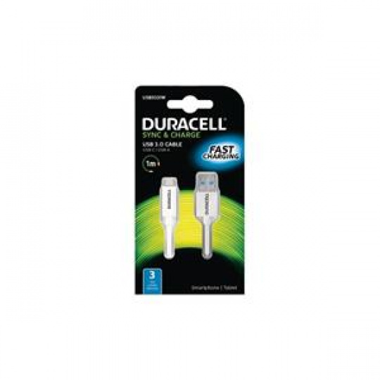 Duracell - USB5031W - USB nabíjecí a synchizační kabel A na C 1M , Bílý