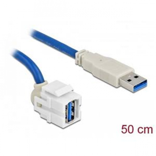 Delock Keystone modul USB 3.0 A samice 250° > USB 3.0 A samec s kabelem