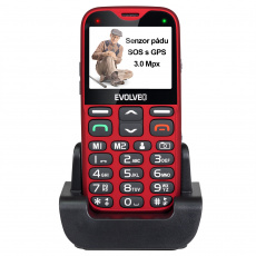 EVOLVEO EasyPhone XG, mobilní telefon pro seniory s nabíjecím stojánkem (červená barva)