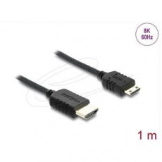 Delock Koaxiální kabel High Speed HDMI HDMI samec na Mini HDMI samec 8K 60 Hz s pleteným opláštěním 1 m Delock Koaxiální kabel High Speed HDMI HDMI samec na Mini HDMI samec 8K 60 Hz s pleteným opláštěním 1 m