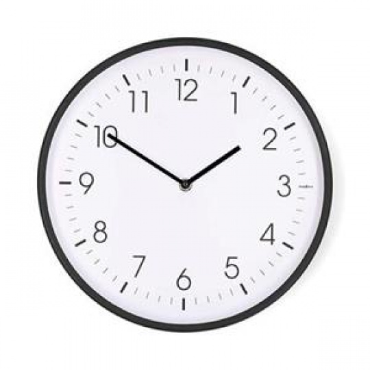 Nedis CLWA1226BK - Nástěnné hodiny | Průměr: 300 mm | Plast | Tichý pohyb | Černá