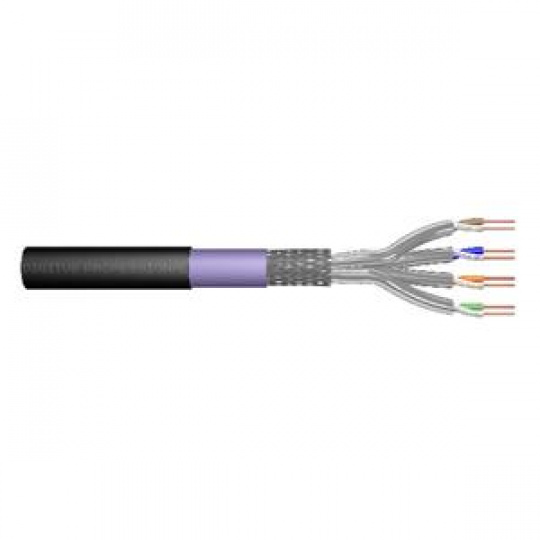 DIGITUS Kabel pro venkovní instalaci CAT 7 S-FTP, 1200 MHz PE, vnitřní Eca (LSZH-1), AWG 23/1, kroužek 100 m, simplex, barva čer