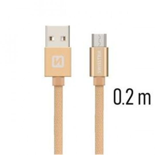 SWISSTEN DATA CABLE USB / MICRO USB TEXTILE 0,2M GOLD