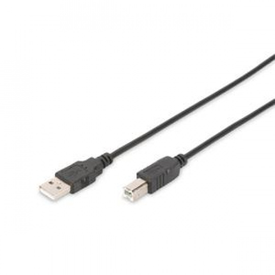 Digitus USB 2.0 connection cable, type A - B M/M, 3.0m, USB 2.0 compatible, bl