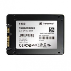TRANSCEND SSD452K 64GB Industrial (3K P/E) SSD disk 2.5" SATA3, 3D TLC, Aluminium case, 560MB/s R, 520 MB/W, černý