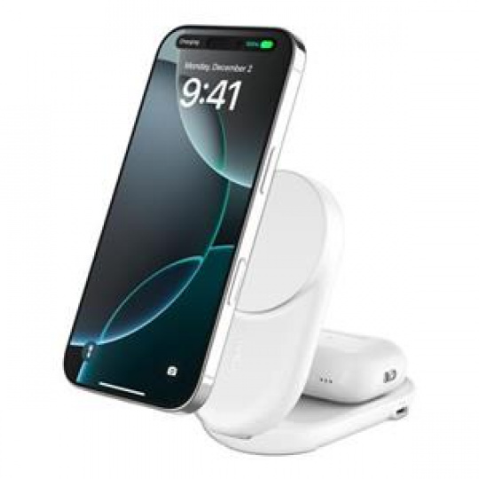 Belkin UltraCharge™ Qi2 25W 2v1 Magnetická nabíječka pro iPhone/AirPods, s USB-C, bílá Belkin UltraCharge™ Qi2 25W 2v1 Magnetická nabíječka pro iPhone/AirPods, s USB-C, bílá