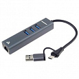 PremiumCord Adapter USB-C a USB-A na Gigabit 10/100/1000Mbps + 3x USB3.2 konektor