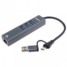PremiumCord Adapter USB-C a USB-A na Gigabit 10/100/1000Mbps + 3x USB3.2 konektor
