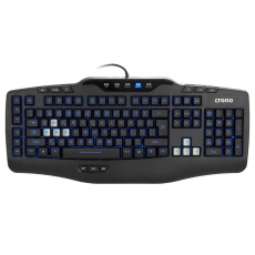 Crono CK3000 - modré podsvícená herní klávesnice, CZ + SK, USB Crono CK3000 - modré podsvícená herní klávesnice, CZ + SK, USB