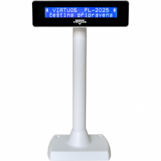 LCD zákaznický displej Virtuos FL-2025 2x20, serial (RS-232), bílý