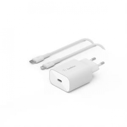 Belkin 25W USB-C Power Delivery PPS nástěnná nabíječka + 1m USB-C na lightning kabel, bílá