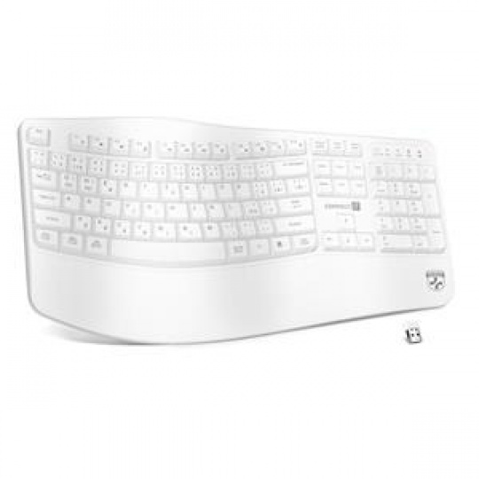 CONNECT IT FOR HEALTH Ergonomická klávesnice, bezdrátová, USB 2.4GHz, CZ + SK verze, BÍLÁ