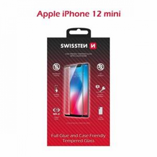 SWISSTEN OCHRANNÉ SKLO CASE FRIENDLY APPLE IPHONE 12 mini ČERNÉ