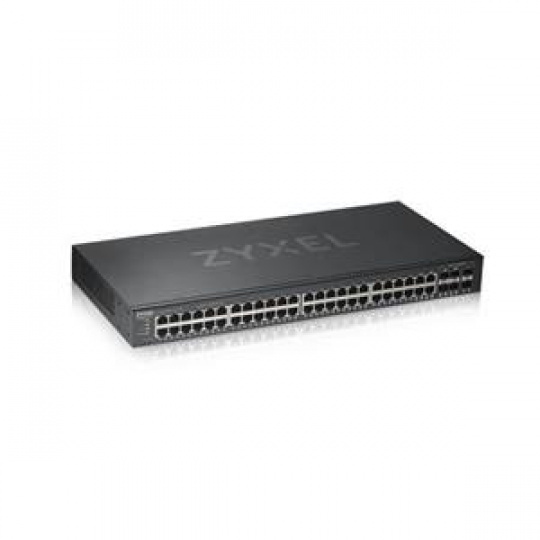 Zyxel GS1920-48v2, 50 Port Smart Managed Switch 44x Gigabit Copper and 4x Gigabit dual pers., hybrid mode, standalone or